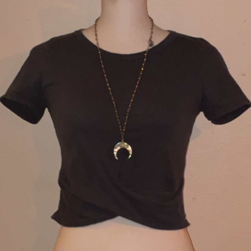 Antistar Black Crop Top Size XS Short Sleeve Fitted Basic Minimalist